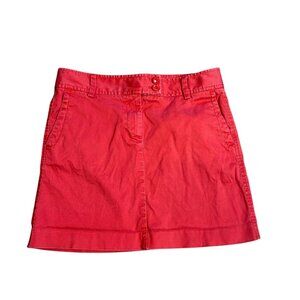 J. Crew Red Stretch Cotton Straight Jean Style Mini Skirt Size 8